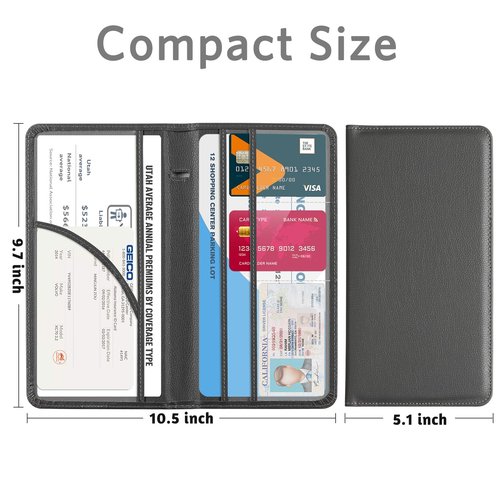CoBak Car Registration and Insurance Holder - Vehicle Glove Box Car Organizer,Auto Truck Comparment Accessories Case with Magnetic Closure for Essential Document,Driver License,Cards