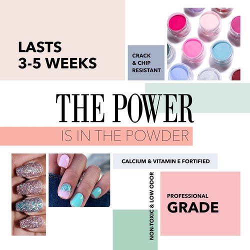 Revel Nail Dip Powder - Glitter Dip Powder for Nails, Chip Resistant Dip Nail Powder with Vitamin E and Calcium, DIY Manicure, 6-Pack