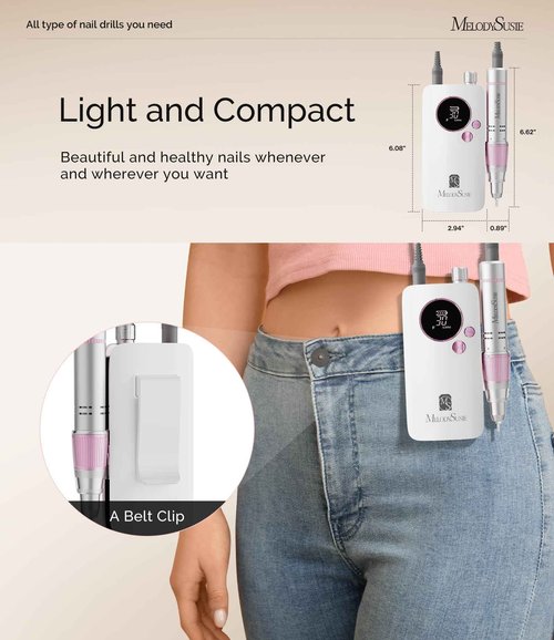 MelodySusie Portable Nail Drill 30000 RPM SC320F with Nail Drill Machine Holder