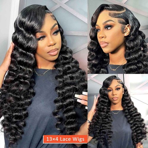 AAKJJ Deep Wave Lace Front Wigs Human Hair 13x4 HD Lace Frontal Wigs for Black Women 200 Density Glueless Wigs Pre Plucked with Baby Hair 26 Inch