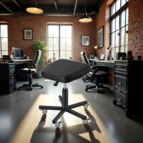 POARMEEY Black Swivel Stool with Wheel Rolling Height Adjustment Spa Drafting Salon Tattoo Work Office Massage Stools Task Chair