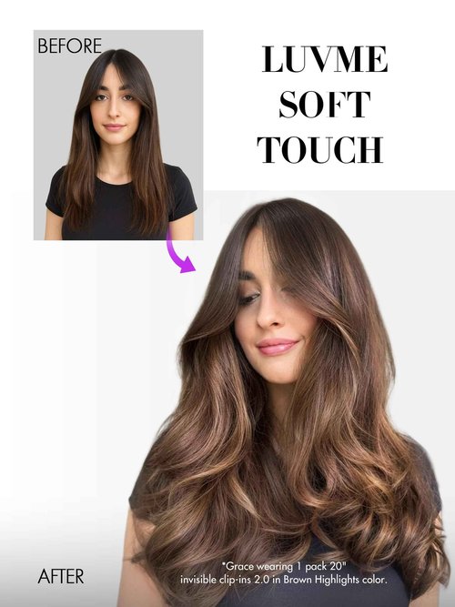 LUVME Invisible Clip in Hair Extensions Real Human Hair, 16 inch 110g 6Pcs, Natural Brown Highlights Human Hair Extensions Clip ins for Women, Natural Seamless Straight Human Hair