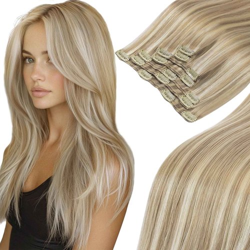 MEI YUAN LIN Clip in Hair Extensions Real Human Hair Extensions Clip Ins 18 Inch 120g 7Pcs Straight Silky Natural Look No Tangle Easy to Wear for Instant Length Volume