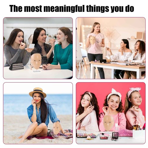 ZTBBRA Kids Makeup Practice Face – 5D Silicone Training Head with Full Kit, Reusable Makeup Practice Kit for Beginners, Children & Enthusiasts, Supports False Lashes & Wigs