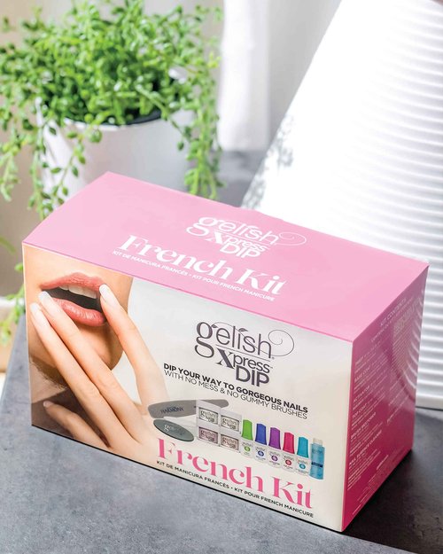 Gelish Xpress Dip N Brush French Kit - Powder Colors, Built-In Activator, 21+ Days Chip Proof Wear, Nail Dip Powder, Nail Kit, Dipping