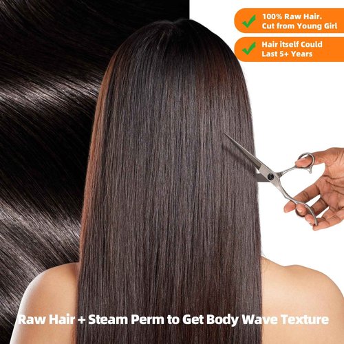 Clytie 5 Years Lasting Raw Natural Dark Brown Body Wave Bundles Human Hair, Lift 613 Raw Cambodian Short 1 Single Wavy Bundle Human Hair 10 Inches One Donor Unprocessed Virgin Sew in