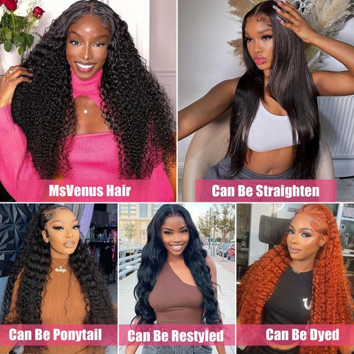 msVenus 12A Deep Wave Bundles Human Hair 16 18 20 Inches 100% Unprocessed Indian Human Hair Bundles Wet and Wavy Raw Virgin Hair Curly Weave 3 Bundle Deal (Natural Color, 16 18 20 Inches)