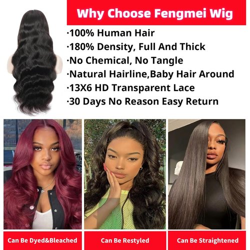 13x6 Full Lace Front Wigs Human Hair 18 Inch Body Wave 13x6 Full Lace Frontal Wig Human Hair Pre Plucked 180 Density HD Lace Front Wigs Human Hair Wigs for Women Glueless Wig Human Hair