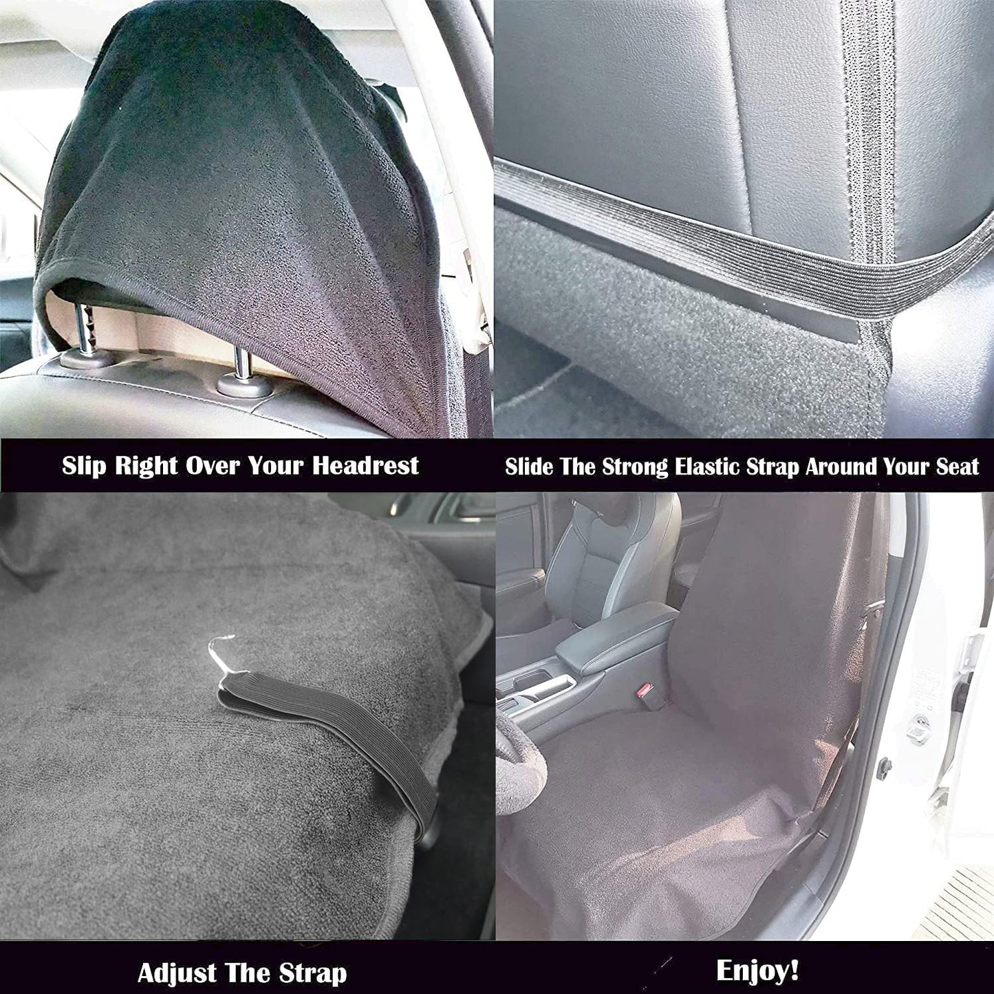 LoyaGour Car Seat Cover Protector Front Seats,for Gym Workout,Running,Swimming,Beach and Hiking,Waterproof Sweat Towel Bucket Seat Covers for Cars SUV Trucks (Grey, 1Pcs)