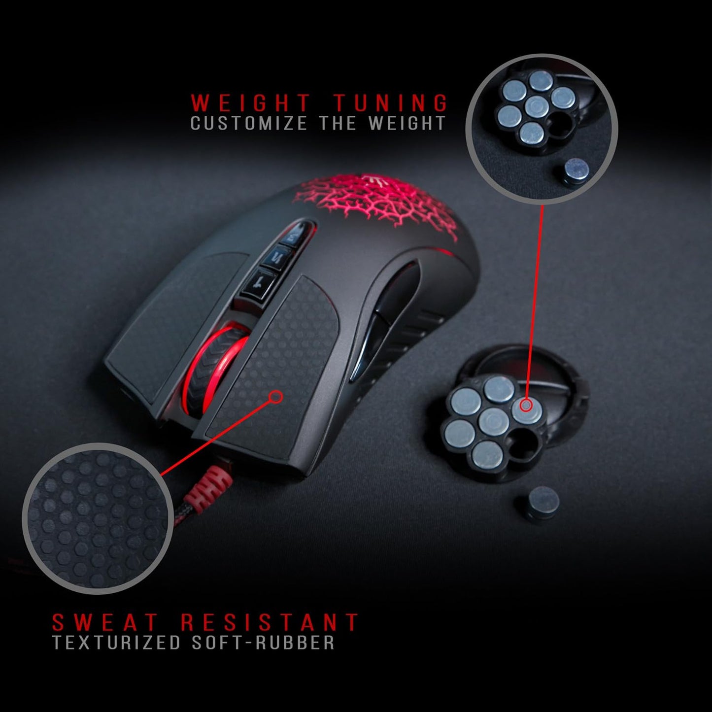 [Combo] A90 Optical Gaming Mouse with Light Strike (LK) Optical Switch/Scroll & B-071 High Performance Mousepad - 8 Programmable Buttons and Advanced Macros - 4000 DPI - A9071