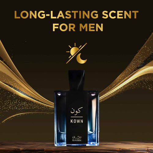 RAYAN Kown - Modern Woody Oud Perfume for Men, Arabian Eau De Parfum, 100mL (3.34 Fl oz) Perfumes Arabes Para Hombres, Long Lasting Perfume with Bergamot, Lavender, Cardamom & Oud, Ideal Gift for Him