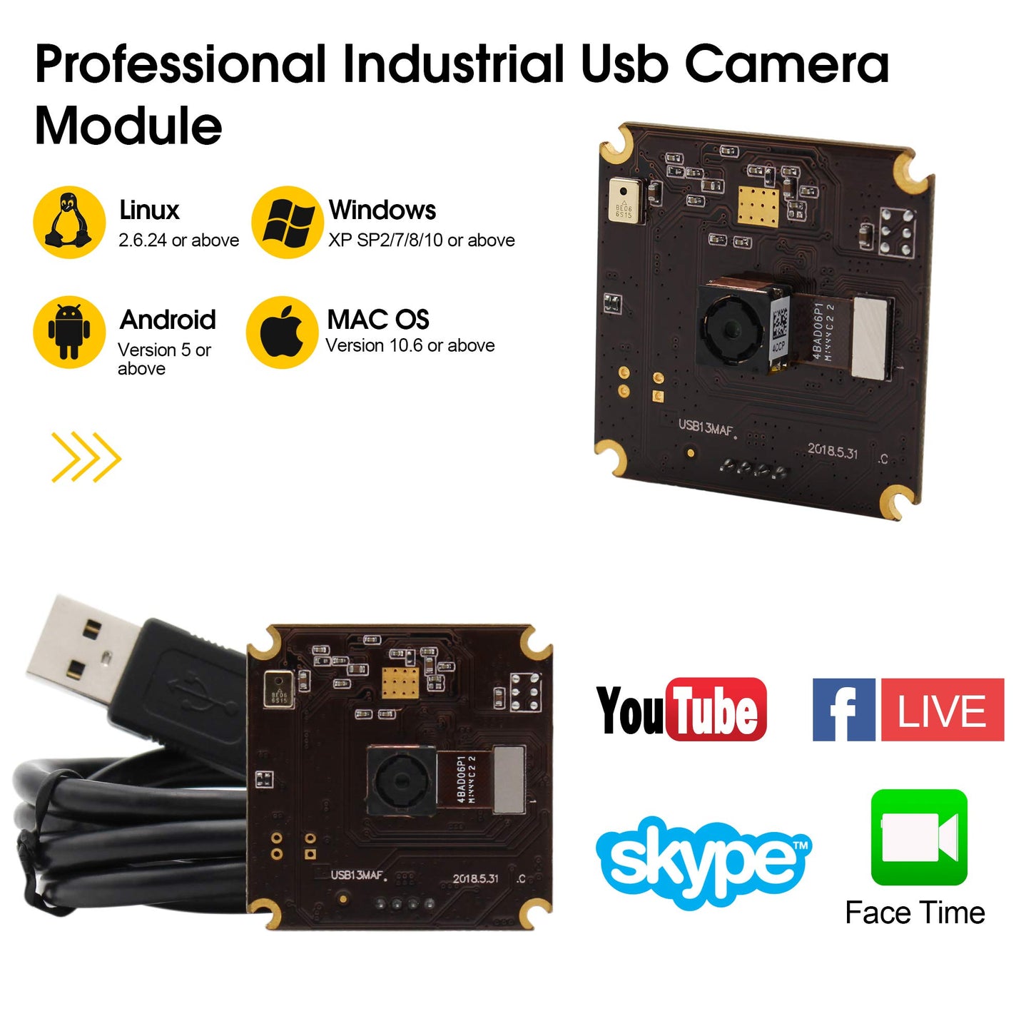 13mp USB Camera Module with Microphone Autofocus Audio Video Webcam Board for Computer Mini UVC USB2.0 PC Camera Industrial Embedded USB with Camera IMX214 Lightburn Camera for Laptop Jetson Nano