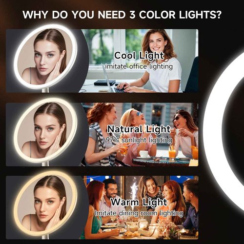 METUEGO Lighted Makeup Mirror with Magnification Electric Plug in, 7X Magnifying Lighted Vanity Makeup Mirror with Led Lights