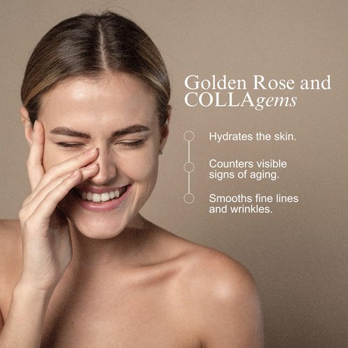 Bevanni Golden ROSE Serum + CollaGEMS - Pure Rose Essential Oil with Colloidal Gold, Hyaluronic Acid & Vitamin C & Collagen Balls - Daily Face Routine for Anti-aging, Firming, Restore & Brighten Skin