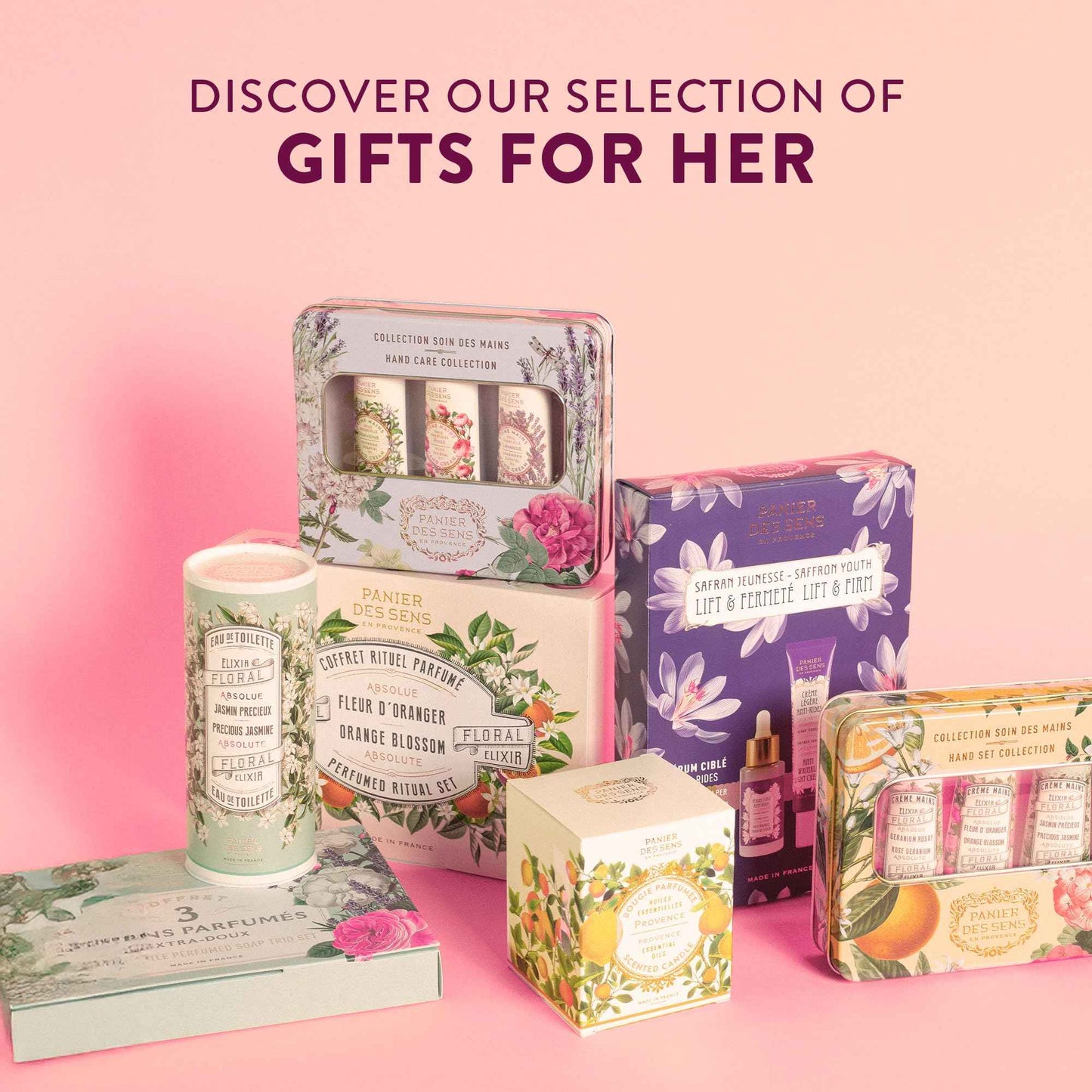 Panier des Sens - Orange Blossom Gift Set for Women - Roll On Perfume + Hand Cream + Bar Soap - Thank you, Birthday Gift for Her - Self Care Kit with 96% Natural Ingredients - Skin Care Set