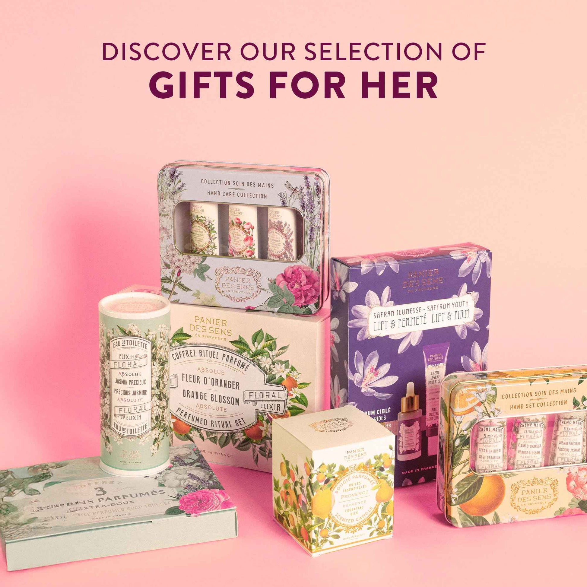 Panier des Sens - Orange Blossom Gift Set for Women - Roll On Perfume + Hand Cream + Bar Soap - Thank you, Birthday Gift for Her - Self Care Kit with 96% Natural Ingredients - Skin Care Set