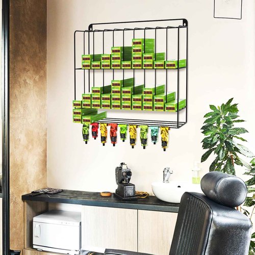 IKARE Hair Color Organizer Rack - Metal Tube Storage, Wall-Mounted Holder with Dye Paste Hanging Space for Salon, Beauty, Home