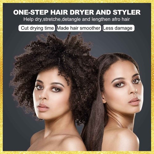 Blow One-Step Hair Dryer Brush and Styler for Black Women: 600W Ionic Dryer with Comb, Straightener and Detangler to Dry, Smooth, and Style Natural Hair