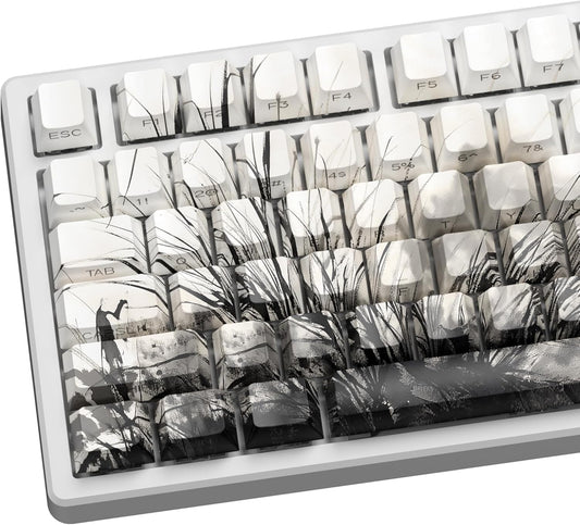 XVX Double Shot PBT Keycaps, Chrysanthemum Keycaps, Side Printed Shine Through Keycap Sets, Cherry Profile Keyboard Caps with Dye Sublimation Suitable for MX Switches Mechanical Keyboard