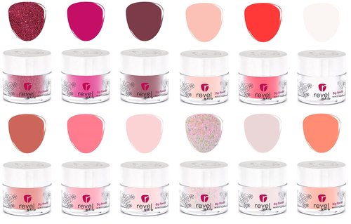 Revel Nail Dip Powder Nail Kit, 12 Pink & Red Shades, Chip Resistant Dip Powder for Nails with Vitamin E and Calcium, DIY Manicure Set, Made in USA