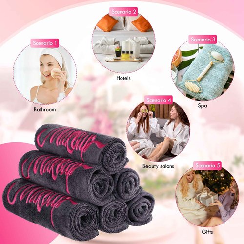 Preboun 96 Pack Makeup Remover Cloths, 13 x 13 Inch Makeup Towels Bulk Soft Microfiber Face Towels Reusable Makeup Washcloths with Makeup Embroidery for Women Skin (Gray)