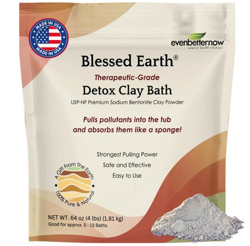 Blessed Earth Detox Clay Bath, 100% Pure Sodium Bentonite Therapeutic Grade – Cleansing and Purifying, by Evenbetternow LLC, 4 lb (64 oz)