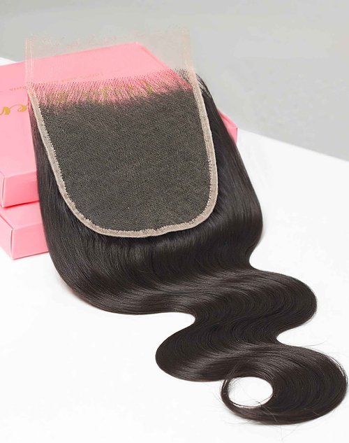 Body Wave Human Hair 5x5 HD Swiss Lace Closure Only 0.095mm Ultra-Thin Invisible Bleached Knots Frontal HD Lace Closure Pre-Plucked Skinlike Brazilian Raw Human Hair(5x5 Natural Black 20 Inch)