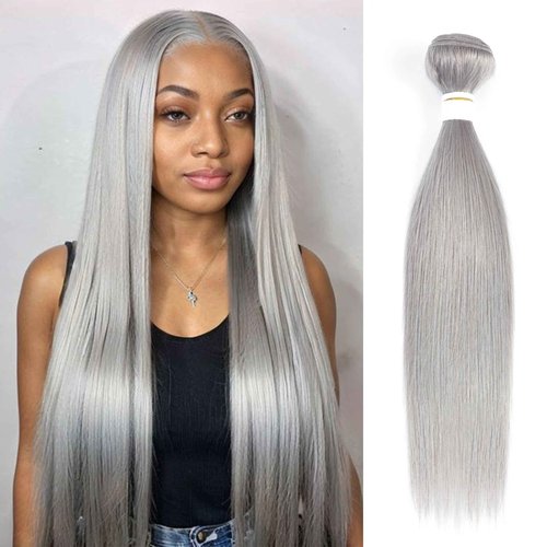 Straight Human Hair Bundles 22inch Sliver Grey Human Hair Weave Bundles 100% Brazilian Remy Human Hair Extension For Women