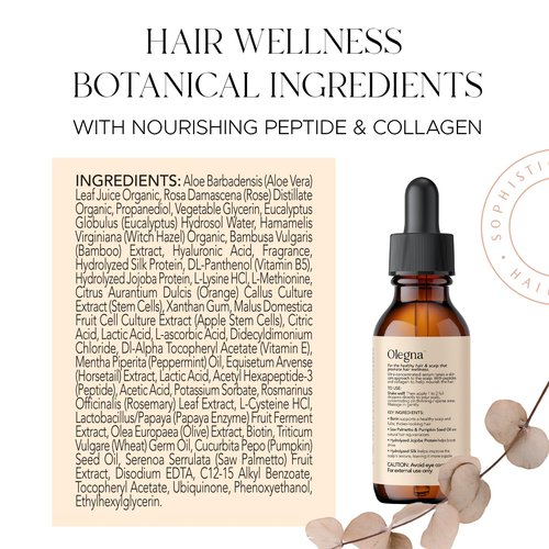 Olegna Biotin Hair Growth Oil for Women - Hair Serum for Frizzy and Damaged Hair - Prevents Hair Loss & Breakage - With Vitamin D & E + Hyaluronic Acid - 2oz