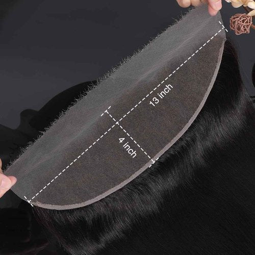 Anknia 13x4 SKINLIKE Real HD Lace Frontal Only Human Hair 13x4 Body Wave Frontal Closure 0.10mm Ultra Thin Invisible Lace Pre-plucked Melted Hairline Natural Black 18 Inch