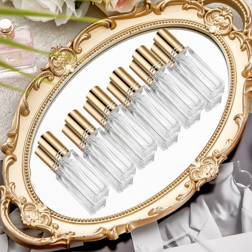 Domensi 90 Pcs 20 ml Empty Glass Perfume Bottles Bulk - Gold Refillable Cologne Spray Atomizer with Pump, for Travel, Skincare, Haircare, Cleaning & DIY Essentials