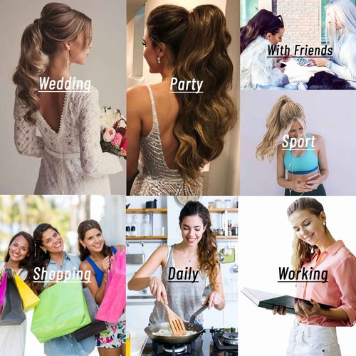 S-noilite Ponytail Extension Human Hair Wrap Around Black Clip in Pony Tail Hair Pieces with Magic Paste Clip on Ponytails Hair for Women 18inch 90g-Jet Black