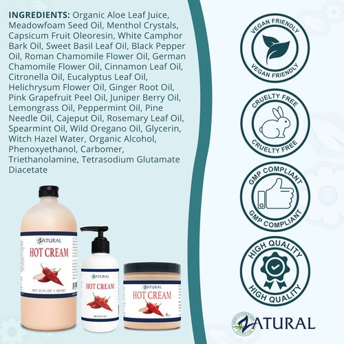 Zatural Hot Cream Muscle Rub Slimming Cream Body Wraps Belly and Skin Firming Professional Therapeutic Grade-Doctor Formulated (32 Ounce)