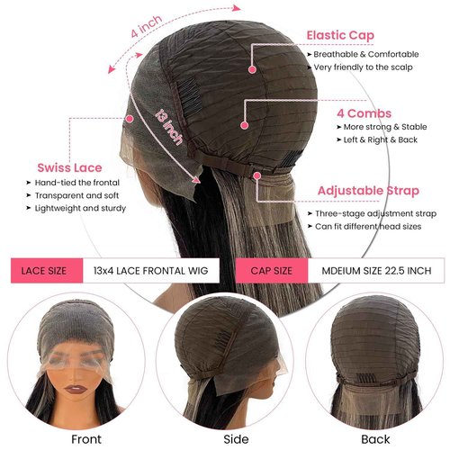 Smartinnov Grey Highlight Lace Front Wigs Human Hair Ombre Black with Grey 13x4 Glueless Wigs Virgin Hair Pre Plucked 1B Sivler 18 Inch 150% Density Transparent HD Lace Wig with Baby Hair for Women