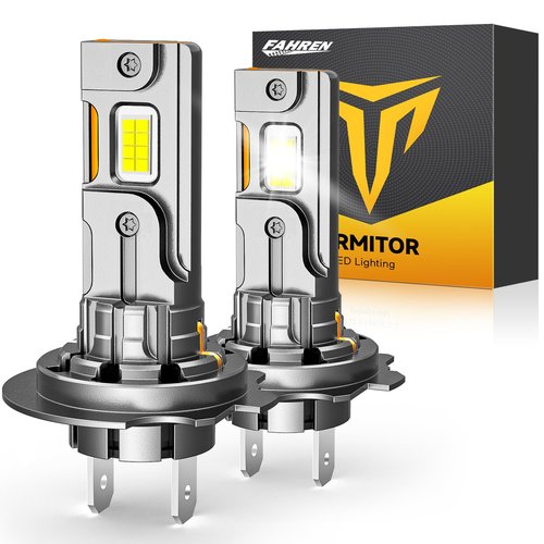Termitor Upgraded H7/H7LL Bulbs, 60,000LM 12X Ultra-Brightness, Real 1:1 Halogen Mini Size, 10-Year Extended Lifespan, 6500K White Illumination for Automotive H7 Fog Lights, Plug N Play, Pack of 2