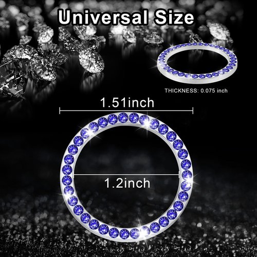 LivTee 2 PCS Crystal Rhinestone Car Engine Start Stop Decoration Ring, Bling Car Interior Accessories for Women, Push to Start Button Cover Sticker, Automotive Decals, Dark Blue