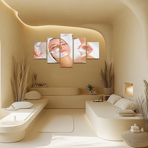 Facial Spa Massage Wall Art Skin Care Wall Decor Relaxing Spa Picture Canvas Prints Bathroom Poster Painting Framed Beauty Salon Home Living Room Decoration Ready to Hang(60''Wx32''H)