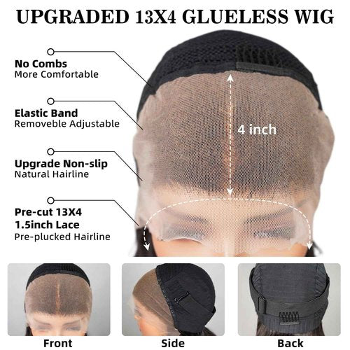 SUPERLOOK FB30 Ombre Bob Wig Human Hair Real 210% Density Ready to Go Glueless Wig 12a Straight Highlight Bob Wigs Human Hair Pre Cut Lace Pre Bleached Tiny Knots (12inch, 13x4 FB30 Bob)