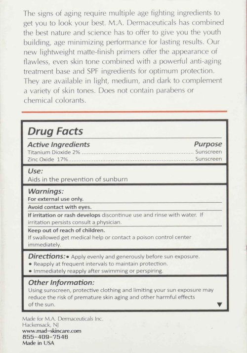 M.A.D SKINCARE SOLAR PROTECTION: Photo Guard SPF 50 Matte Finish Primer: Neutral - 30g