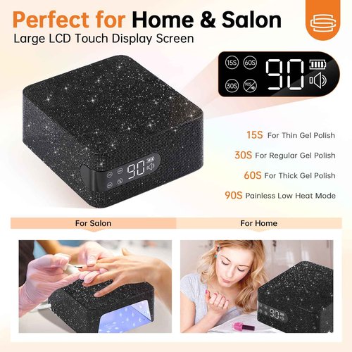 CHRISTINE SHELLY UV Nail Lamp for Gel Polish, 96W UV Light for Gel Nails with 4 Timer Setting, Touch Control & Auto Sensor, Fast Curing Manicure Professional Nail Dryer Salon & Home Nail Tools
