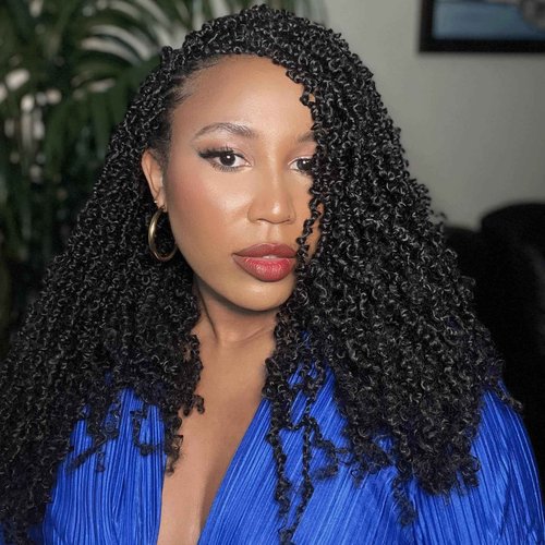 ToyoTress Yanky Twist Crochet Hair - 18 Inch 8 Packs (30 Strands/Pcs) Fluffy Spring Mini Twist Passion Twist, Natural Black Long Pre-Looped Crochet Braids Braiding Hair (18 Inch, 8P-1B)