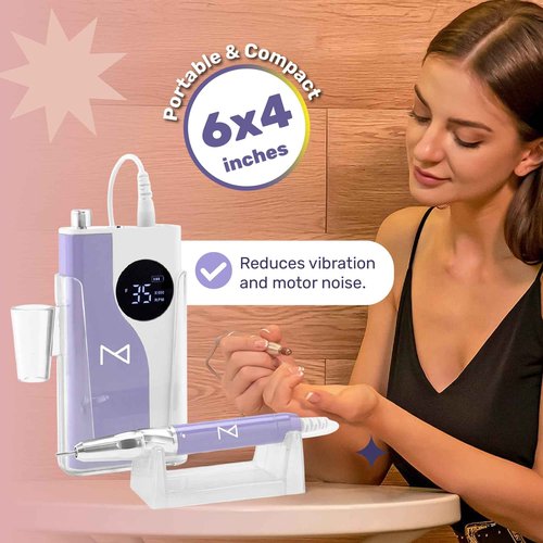 M – Ying Yang Brushless Nail Drill 35K RPM | Pro Cordless Efile 85W | Rechargeable USB-C Fast Charging | Portable Aluminum Alloy Shell | Quiet Low Vibration Tool for Acrylic Gel Nails (Rose Gold)