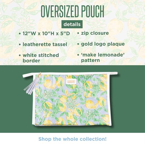 Lilly Pulitzer Makeup Bag, Cosmetic Bags for Women for Traveling or Everyday Use, Travel Toiletry Bag with Zipper, Make Lemonade