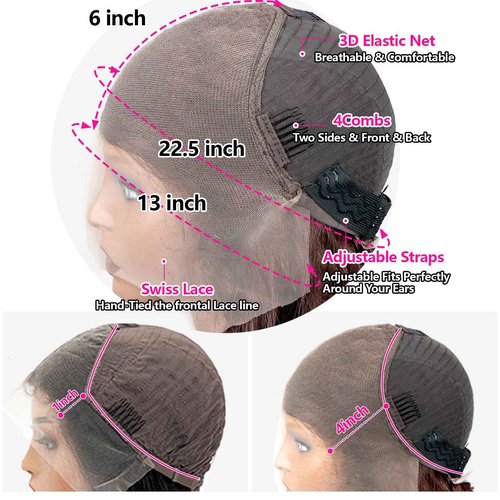 Yumkot Chocolate Brown 13×6 Body Wave Lace Front Wigs Human Hair 16Inch 180% Density HD Lace Frontal Wigs Human Hair Pre Plucked with Baby Hair Colored Wigs for Women