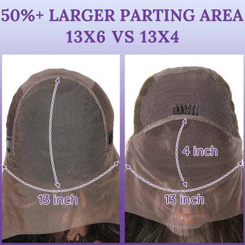 ekaibaoek 13x6 Lace Front Human Hair Wig, 100% Human Hair 180 Density, HD Lace Frontal Wig, Pre-Plucked Glueless Wigs, 26inch