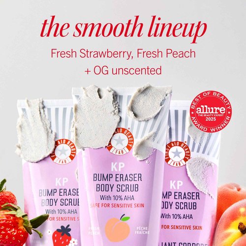 First Aid Beauty - KP Bump Eraser Body Scrub with 10% AHA, Keratosis Pilaris Skin Exfoliater with Glycolic and Lactic acids, Helps Reduce Chicken Skin Bumps, Safe for Sensitive Skin, 8 oz, 2ct