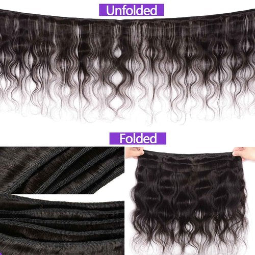 feiyunpanda 10A Human Hair Bundles 20 22 24 Inch Body Wave 3 Bundles 100% Unprocessed Brazilian Virgin Hair Double Weft Bundles Deals Human Hair Body Wave Human Hair Extensions Natural Color