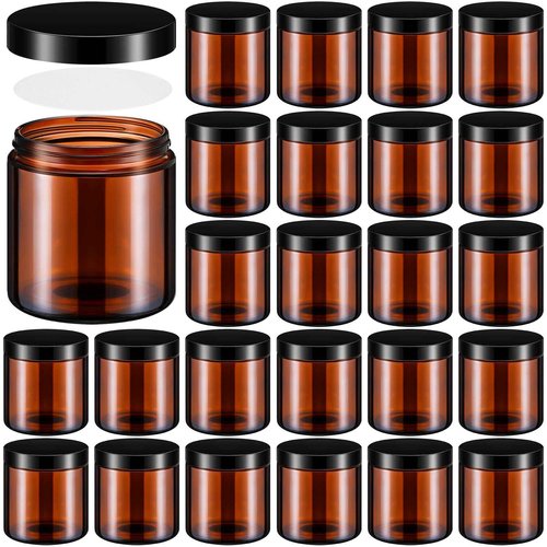 Norme 24 Pieces 16 oz Glass Jars with Lids Empty Storage Containers Leakproof Candle Jars Round Cosmetic Jars for Storing Lotions Powder Ointments Candle Making (Amber)