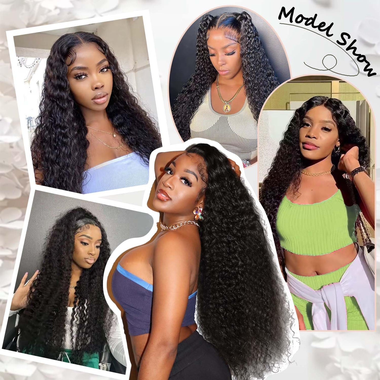 12A Deep Wave Human Hair Bundles 22 24 26 Inch Brazilian Virgin Depp Weave Curly Bundles Human Hair 3 Pcs 100% Unprocessed Virgin Remy Hair Natural Black Water Wave Human Hair Extensions