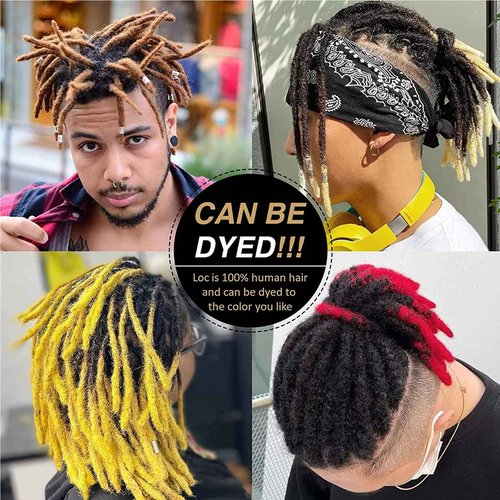 6-18 Inch Dreadlock Extensions Human Hair Fully Handmade Human Hair Dreadlock Extensions for Man/Women Locs Extensions Human Hair Can Be Dyed Bleached Curled… (16Inch-30Strands, 0.6CM Width-1B/30#)